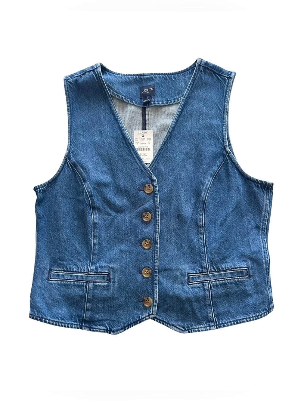 J. Crew Factory Denim Vest Faded Indigo Blue size 10 NWT